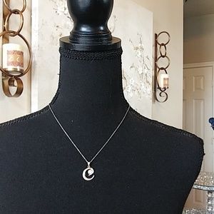 925 Sterling Silver Necklace With Letter C Pendant